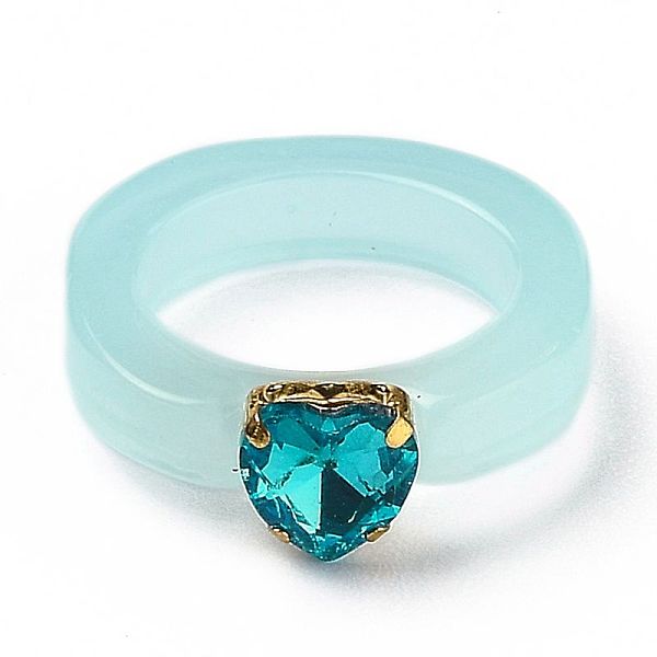 PandaHall Resin Finger Rings, with Plastic Rhinestone, Heart, Golden, Sky Blue, US Size 6, Inner Diameter: 17mm Resin
PandaHall Resin Finger Rings, with Plastic Rhinestone, Heart, Golden, Sky Blue, US Size 6, Inner Diameter: 17mm Resin