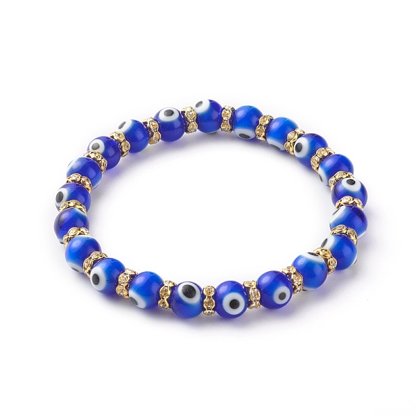 PandaHall Handmade Evil Eye Lampwork Beaded Stretch Bracelets, with Flat Round Brass Rhinestone Beads, Blue, Inner Diameter: 2-1/2 inch...
PandaHall Handmade Evil Eye Lampwork Beaded Stretch Bracelets, with Flat Round Brass Rhinestone Beads, Blue, Inner Diameter: 2-1/2 inch...