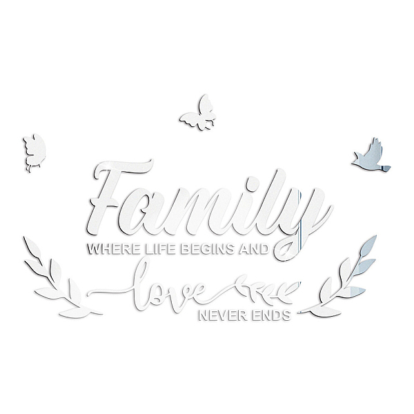 PandaHall Acrylic Self Adhesive Furniture Films, For Mirror Wall Stickers Decorative, Word Family, Silver, 37x60cm, Bottom Form: 21x15cm...
PandaHall Acrylic Self Adhesive Furniture Films, For Mirror Wall Stickers Decorative, Word Family, Silver, 37x60cm, Bottom Form: 21x15cm...
