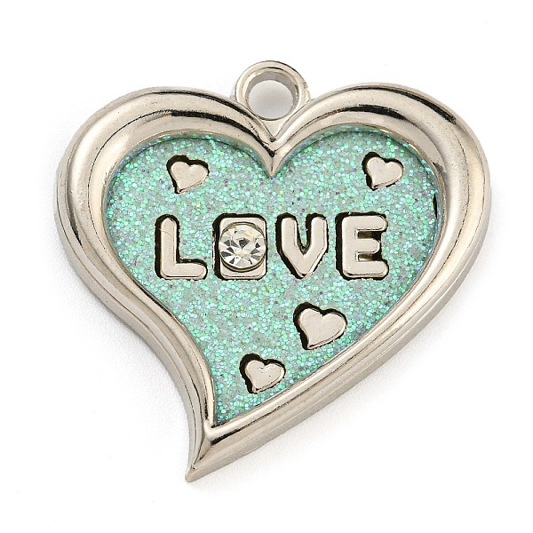 PandaHall Alloy Pendants, with PU Leather, Rhinestone and Glitter Powder, Heart with Word Love, Cadmium Free & Lead Free, for Valentine's..., Green
PandaHall Alloy Pendants, with PU Leather, Rhinestone and Glitter Powder, Heart with Word Love, Cadmium Free & Lead Free, for Valentine's..., Green