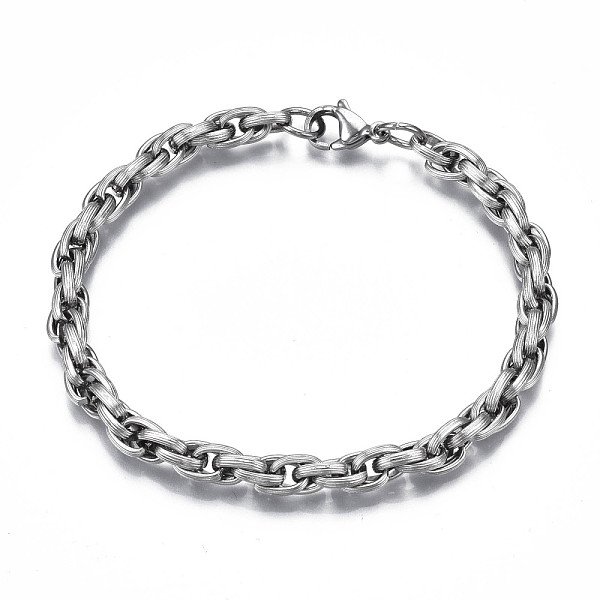 PandaHall 201 Stainless Steel Rope Chain Bracelet for Men Women, Stainless Steel Color, 8-7/8 inch(22.5cm) 201 Stainless Steel
PandaHall 201 Stainless Steel Rope Chain Bracelet for Men Women, Stainless Steel Color, 8-7/8 inch(22.5cm) 201 Stainless Steel