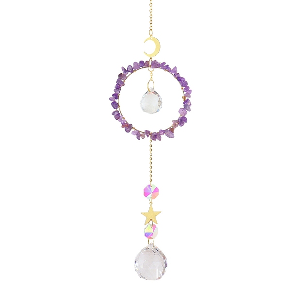 PandaHall Crystal Glass with Natural Amethyst Sun Catcher Pendant, Rainbow Maker, DIY Garden & Home Decoration, 300~400mm Amethyst Round
PandaHall Crystal Glass with Natural Amethyst Sun Catcher Pendant, Rainbow Maker, DIY Garden & Home Decoration, 300~400mm Amethyst Round