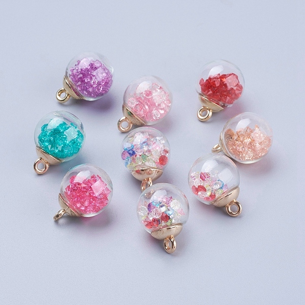 PandaHall Glass Ball Pendants, with Rhinestone and Brass Findings, Golden, Mixed Color, 21x15mm, Hole: 2mm Brass+Glass Round Multicolor
PandaHall Glass Ball Pendants, with Rhinestone and Brass Findings, Golden, Mixed Color, 21x15mm, Hole: 2mm Brass+Glass Round Multicolor