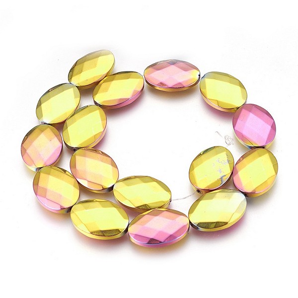 PandaHall Electroplated Non-magnetic Synthetic Hematite Beads Strands, Polish, Faceted, Oval, Multi-color Plated, 25x18x5.5mm, Hole: 1mm...
PandaHall Electroplated Non-magnetic Synthetic Hematite Beads Strands, Polish, Faceted, Oval, Multi-color Plated, 25x18x5.5mm, Hole: 1mm...