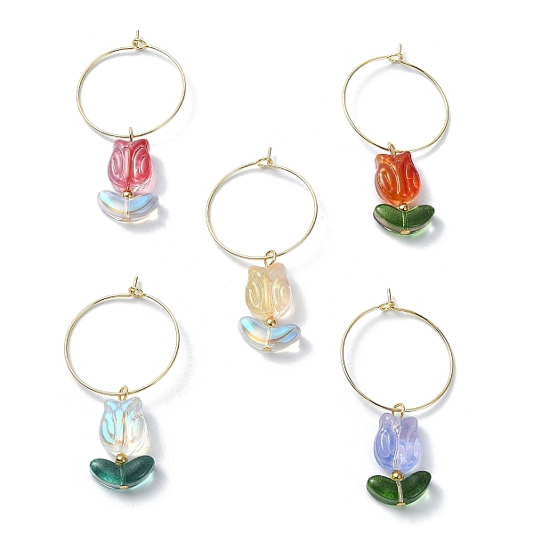 PandaHall Transparent Glass Tulip Flower Wine Glass Charms, with 316 Surgical Stainless Steel Wine Glass Charms Rings, Mixed Color, 50~51mm..., Multicolor
PandaHall Transparent Glass Tulip Flower Wine Glass Charms, with 316 Surgical Stainless Steel Wine Glass Charms Rings, Mixed Color, 50~51mm..., Multicolor
