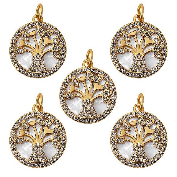 PandaHall 5Pcs Brass Micro Pave clear Cubic Zirconia Pendants, with Shell and Jump Rings, Nickel Free, Flat Round with Tree, Real 16K Gold...
PandaHall 5Pcs Brass Micro Pave clear Cubic Zirconia Pendants, with Shell and Jump Rings, Nickel Free, Flat Round with Tree, Real 16K Gold...