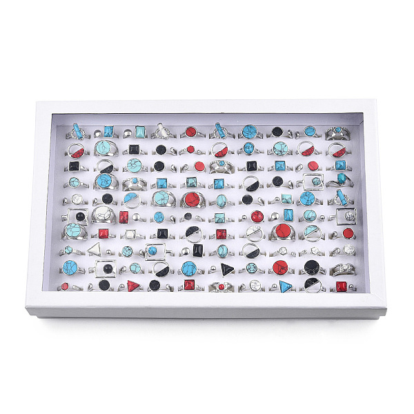 PandaHall Synthetic Turquoise Geometry Open Cuff Rings Set with Crytal Rhinestone, Alloy Jewelry for Women, Platinum, Inner Diameter..., Clear
PandaHall Synthetic Turquoise Geometry Open Cuff Rings Set with Crytal Rhinestone, Alloy Jewelry for Women, Platinum, Inner Diameter..., Clear