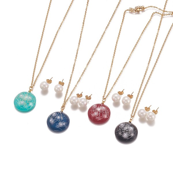 PandaHall 304 Stainless Steel Jewelry Sets, Resin Pendant Necklaces and Acrylic Beads Stud Earrings, with Ear Nuts/Earring Back, Flat Round..., Multicolor
PandaHall 304 Stainless Steel Jewelry Sets, Resin Pendant Necklaces and Acrylic Beads Stud Earrings, with Ear Nuts/Earring Back, Flat Round..., Multicolor