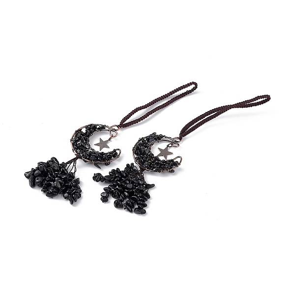 PandaHall Natural Black Agate Moon with Chips Tassel Pendant Decorations, with Rack Plating Red Copper Plated Brass Findings, Cadmium Free &...
PandaHall Natural Black Agate Moon with Chips Tassel Pendant Decorations, with Rack Plating Red Copper Plated Brass Findings, Cadmium Free &...