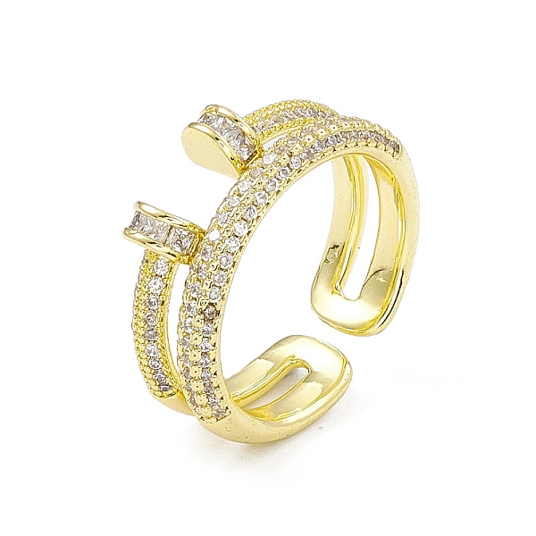 PandaHall Clear Cubic Zirconia Half Round Open Cuff Ring, Rack Plating Brass Double Line Finger Ring for Women, Cadmium Free & Lead Free...
PandaHall Clear Cubic Zirconia Half Round Open Cuff Ring, Rack Plating Brass Double Line Finger Ring for Women, Cadmium Free & Lead Free...