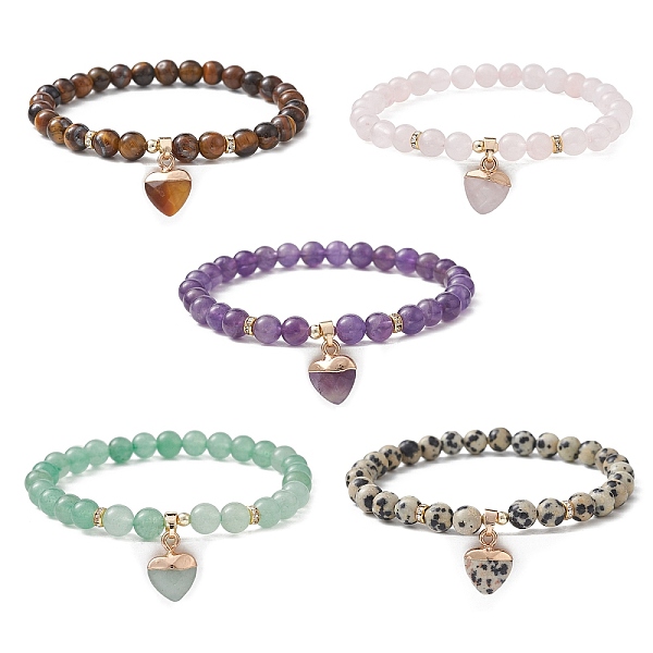PandaHall Natural Mixed Gemstone Round Beaded Stretch Bracelets, with Heart Charms, Inner Diameter: 2-1/8~2-1/4 inch(5.4~5.6cm) Mixed Stone...
PandaHall Natural Mixed Gemstone Round Beaded Stretch Bracelets, with Heart Charms, Inner Diameter: 2-1/8~2-1/4 inch(5.4~5.6cm) Mixed Stone...
