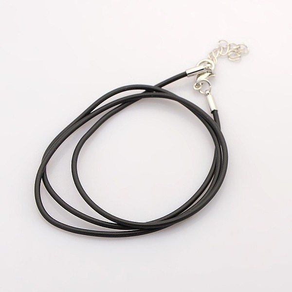 PandaHall Rubber Necklace Cord, with Alloy Clasp, Black, 1.5mm Synthetic Rubber Black
PandaHall Rubber Necklace Cord, with Alloy Clasp, Black, 1.5mm Synthetic Rubber Black