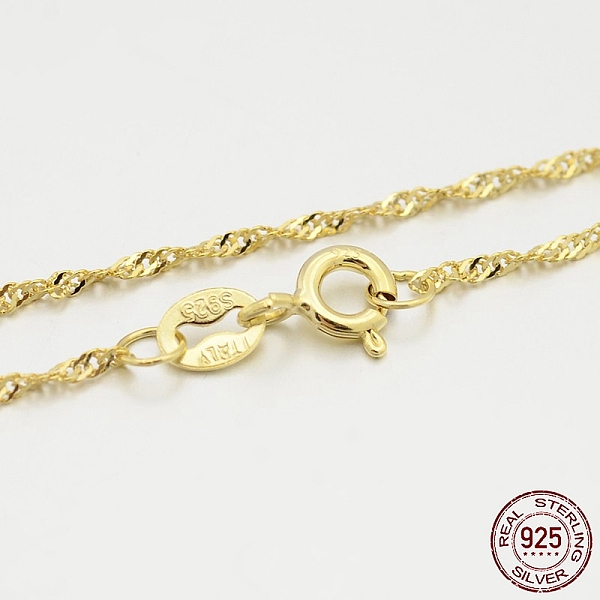 PandaHall 925 Sterling Silver Singapore Chain Necklaces, Water Wave Chain Necklaces, with Spring Ring Clasps, Real 18K Gold Plated, 16 inch...
PandaHall 925 Sterling Silver Singapore Chain Necklaces, Water Wave Chain Necklaces, with Spring Ring Clasps, Real 18K Gold Plated, 16 inch...
