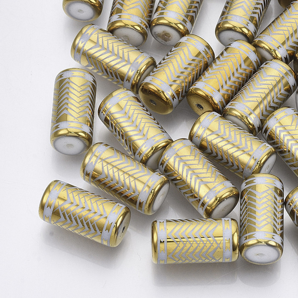 PandaHall Electroplate Glass Beads, Column with Chevron Pattern, Gold, 20x10mm, Hole: 1.2mm, about 50pcs/bag Glass Others Gold
PandaHall Electroplate Glass Beads, Column with Chevron Pattern, Gold, 20x10mm, Hole: 1.2mm, about 50pcs/bag Glass Others Gold
