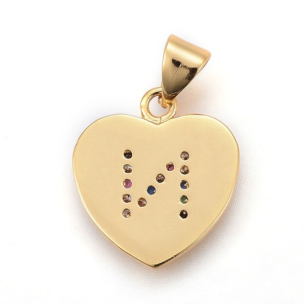 PandaHall Brass Micro Pave Cubic Zirconia Pendants, Heart with Letter, Colorful, Letter.N, 17x15x1.5mm, Hole: 3.5x4.5mm Brass+Cubic Zirconia...
PandaHall Brass Micro Pave Cubic Zirconia Pendants, Heart with Letter, Colorful, Letter.N, 17x15x1.5mm, Hole: 3.5x4.5mm Brass+Cubic Zirconia...