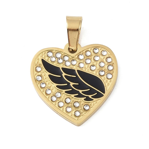 PandaHall Ion Plating(IP) 304 Stainless Steel Enamel Rhinestone Pendants, Heart Wing, Charms, Black, 21x21x2.5mm, Hole: 6.5x4mm Stainless..., Clear
PandaHall Ion Plating(IP) 304 Stainless Steel Enamel Rhinestone Pendants, Heart Wing, Charms, Black, 21x21x2.5mm, Hole: 6.5x4mm Stainless..., Clear