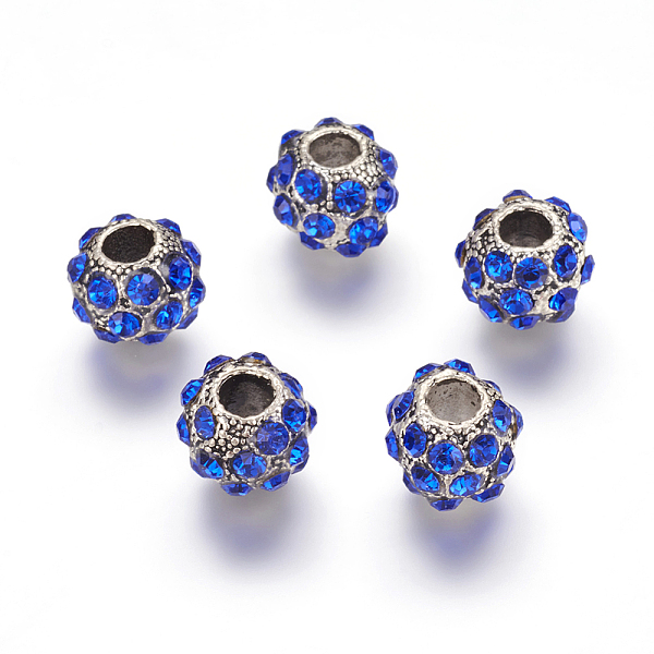 PandaHall Alloy Rhinestone European Beads, Rondelle, Antique Silver, Sapphire, 11~12x9~9.5mm, Hole: 4mm Alloy+Rhinestone Rondelle Blue
PandaHall Alloy Rhinestone European Beads, Rondelle, Antique Silver, Sapphire, 11~12x9~9.5mm, Hole: 4mm Alloy+Rhinestone Rondelle Blue