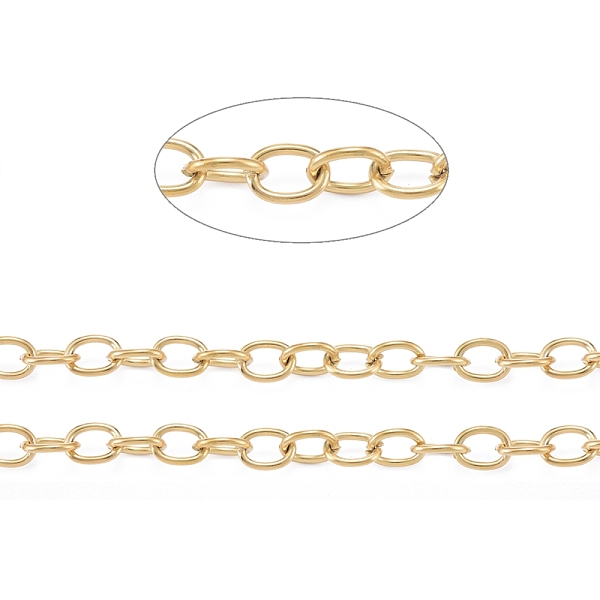 PandaHall 304 Stainless Steel Cable Chains, Unwelded, with Spool, Golden, 8x6x1mm, about 32.8 Feet(10m)/roll 304 Stainless Steel
PandaHall 304 Stainless Steel Cable Chains, Unwelded, with Spool, Golden, 8x6x1mm, about 32.8 Feet(10m)/roll 304 Stainless Steel