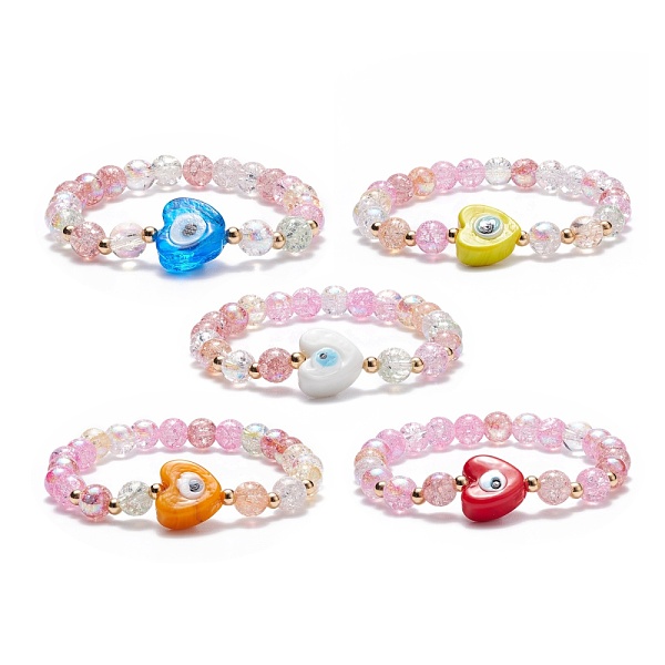 PandaHall Heart with Evil Eye Lampwork Stretch Bracelet with Glass Beads for Women, Mixed Color, Inner Diameter: 2-1/8 inch(5.3cm) Glass..., Multicolor
PandaHall Heart with Evil Eye Lampwork Stretch Bracelet with Glass Beads for Women, Mixed Color, Inner Diameter: 2-1/8 inch(5.3cm) Glass..., Multicolor