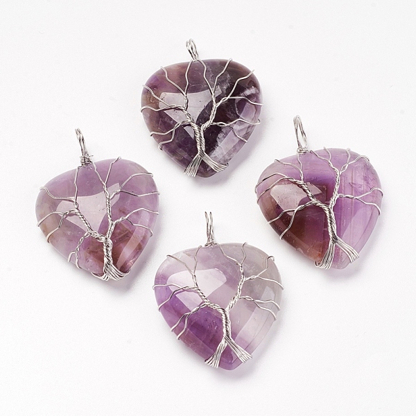 PandaHall Natural Amethyst Pendants, with Brass Findings, Heart, Platinum, 39~42x30~31x10~11mm, Hole: 5mm Amethyst Heart
PandaHall Natural Amethyst Pendants, with Brass Findings, Heart, Platinum, 39~42x30~31x10~11mm, Hole: 5mm Amethyst Heart
