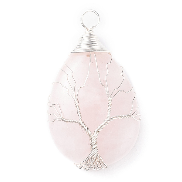 PandaHall Natural Rose Quartz Pendants, with Silver Tone Copper Wire Wrapped Tree, Teardrop, 46x26x12mm, Hole: 5mm Rose Quartz Teardrop
PandaHall Natural Rose Quartz Pendants, with Silver Tone Copper Wire Wrapped Tree, Teardrop, 46x26x12mm, Hole: 5mm Rose Quartz Teardrop