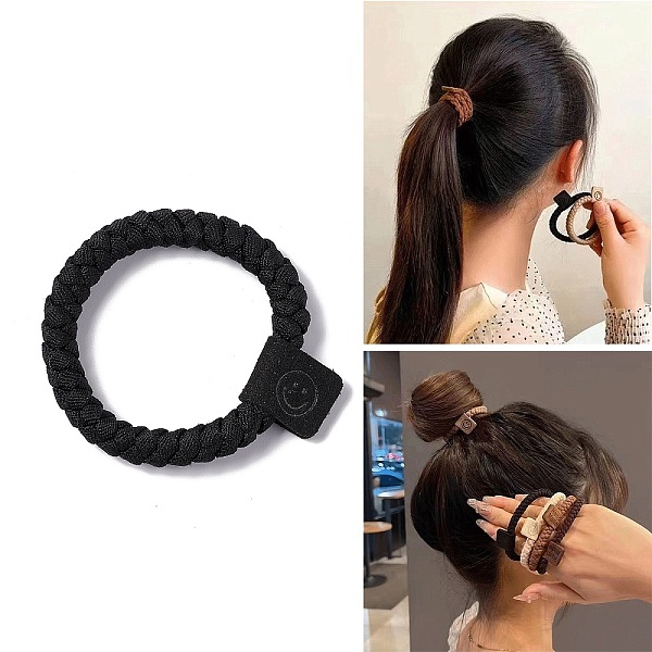 PandaHall Solid Cloth Elastic Braided Hair Ties, Smiling Face Hair Accessories for Women Girls, Black, 7mm, Inner Diameter: 41mm Cloth Black
PandaHall Solid Cloth Elastic Braided Hair Ties, Smiling Face Hair Accessories for Women Girls, Black, 7mm, Inner Diameter: 41mm Cloth Black
