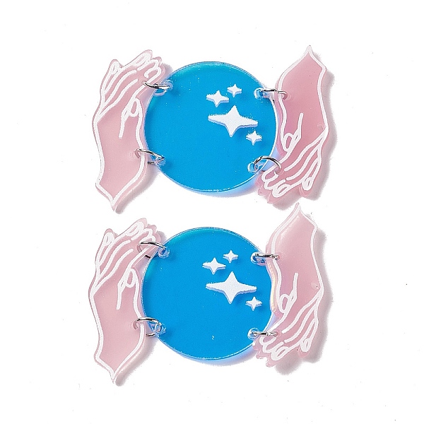PandaHall Opaque Acrylic with Iron Rings Big Pendants, Star Pattern Moon with Hand Charms, Deep Sky Blue, 50.5x35x2.5mm, Hole: 1.5mm Acrylic...
PandaHall Opaque Acrylic with Iron Rings Big Pendants, Star Pattern Moon with Hand Charms, Deep Sky Blue, 50.5x35x2.5mm, Hole: 1.5mm Acrylic...
