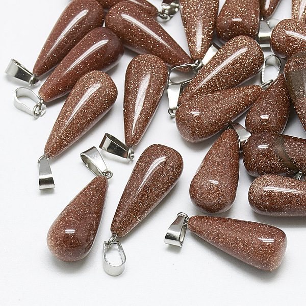 PandaHall Synthetic Goldstone Pendants, with Stainless Steel Snap On Bails, teardrop, 28~30x10~12mm, Hole: 6x4mm Goldstone Teardrop
PandaHall Synthetic Goldstone Pendants, with Stainless Steel Snap On Bails, teardrop, 28~30x10~12mm, Hole: 6x4mm Goldstone Teardrop