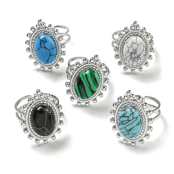 PandaHall 304 Stainless Steel Open Cuff Rings, Synthetic Malachite & Turquoise Oval Finger Rings for Women Men, Stainless Steel Color...
PandaHall 304 Stainless Steel Open Cuff Rings, Synthetic Malachite & Turquoise Oval Finger Rings for Women Men, Stainless Steel Color...
