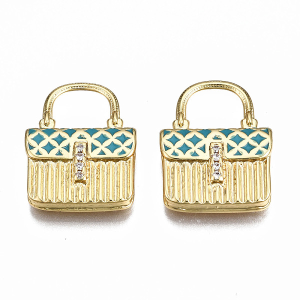 PandaHall Brass Micro Pave Cubic Zirconia Enamel Pendants, Nickel Free, Real 16K Gold Plated, Bag, Dark Turquoise, 20x15.5x4mm, Hole...
PandaHall Brass Micro Pave Cubic Zirconia Enamel Pendants, Nickel Free, Real 16K Gold Plated, Bag, Dark Turquoise, 20x15.5x4mm, Hole...