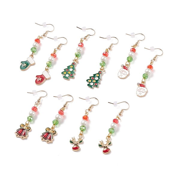 PandaHall Enamel Christmas Theme Charm with Glass Pearl Dangle Earrings, Gold Plated Brass Jewelry for Women, Mixed Color, 57~65mm, Pin..., Multicolor
PandaHall Enamel Christmas Theme Charm with Glass Pearl Dangle Earrings, Gold Plated Brass Jewelry for Women, Mixed Color, 57~65mm, Pin..., Multicolor