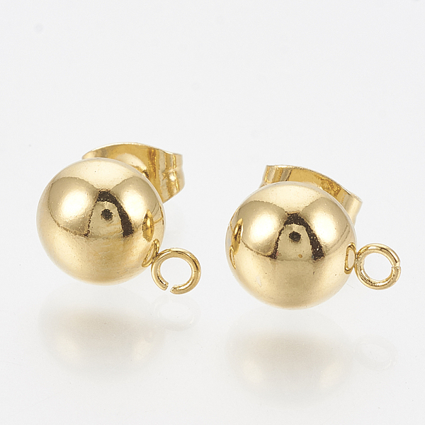 PandaHall 201 Stainless Steel Stud Earring Findings, with Loop and 304 Stainless Steel Pins, Dome/Half Round, Golden, 9x6mm, Hole: 1.5mm...
PandaHall 201 Stainless Steel Stud Earring Findings, with Loop and 304 Stainless Steel Pins, Dome/Half Round, Golden, 9x6mm, Hole: 1.5mm...
