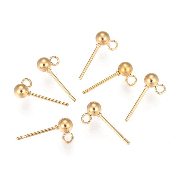 PandaHall 202 Stainless Steel Ball Stud Earring Findings, with 304 Stainless Steel Pins and Loop, Round, Real 18k Gold Plated, 15mm, Hole...
PandaHall 202 Stainless Steel Ball Stud Earring Findings, with 304 Stainless Steel Pins and Loop, Round, Real 18k Gold Plated, 15mm, Hole...