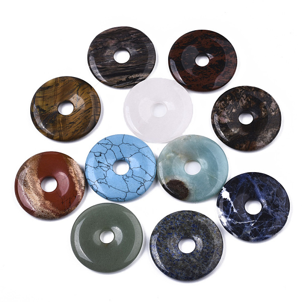 PandaHall Natural & Synthetic Mixed Gemstone Pendants, Donut/Pi Disc, 39~40x5~6mm, Hole: 8~9mm Mixed Stone Donut
PandaHall Natural & Synthetic Mixed Gemstone Pendants, Donut/Pi Disc, 39~40x5~6mm, Hole: 8~9mm Mixed Stone Donut