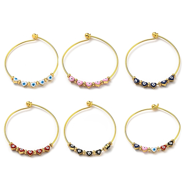 PandaHall Heart with Evil Eye Enamel Beaded Bangles, Rack Plating Brass Bangle for Women, Mixed Color, Inner Diameter: 2-3/8x2-1/2 inch..., Multicolor
PandaHall Heart with Evil Eye Enamel Beaded Bangles, Rack Plating Brass Bangle for Women, Mixed Color, Inner Diameter: 2-3/8x2-1/2 inch..., Multicolor