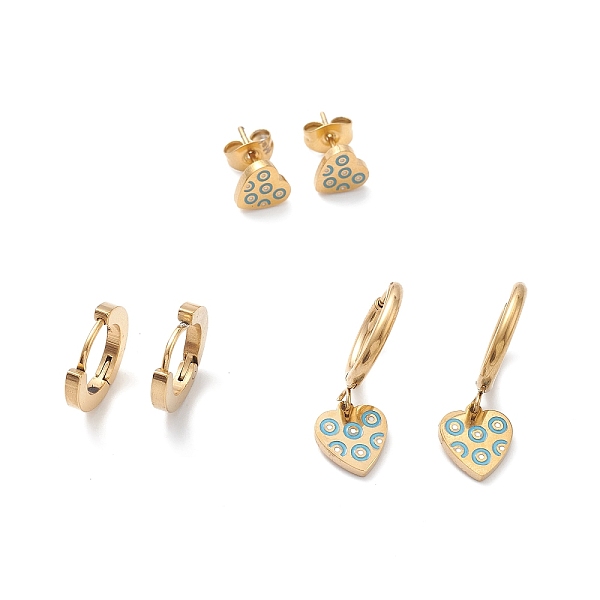 PandaHall 3 Pairs 3 Style Enamel Heart with Ring Dangle Hoop Earrings, Ion Plating(IP) 304 Stainless Steel Stud Earrings for Women, Golden...
PandaHall 3 Pairs 3 Style Enamel Heart with Ring Dangle Hoop Earrings, Ion Plating(IP) 304 Stainless Steel Stud Earrings for Women, Golden...