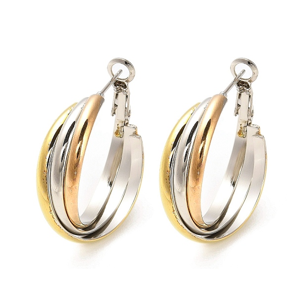 PandaHall 202 Stainless Steel Triple Hoop Earrings with 304 Stainless Steel Pins, Multi-color, 28x9mm 202 Stainless Steel
PandaHall 202 Stainless Steel Triple Hoop Earrings with 304 Stainless Steel Pins, Multi-color, 28x9mm 202 Stainless Steel