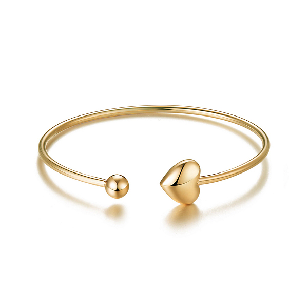 PandaHall SHEGRACE 925 Sterling Silver Cuff Bangle, with Heart and Bead, Torque Bangles, Golden, 55mm(2-1/8 inch) Sterling Silver
PandaHall SHEGRACE 925 Sterling Silver Cuff Bangle, with Heart and Bead, Torque Bangles, Golden, 55mm(2-1/8 inch) Sterling Silver