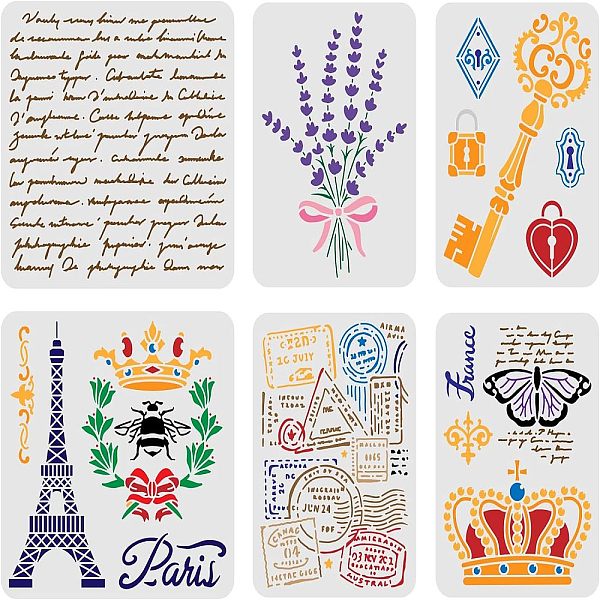 PandaHall FINGERINSPIRE 6 pcs French Writing Stampp Painting Stencil 2 Size Eiffel Tower/Vintage key/Crown/Bee/French Label/Butterfly/Flower...
PandaHall FINGERINSPIRE 6 pcs French Writing Stampp Painting Stencil 2 Size Eiffel Tower/Vintage key/Crown/Bee/French Label/Butterfly/Flower...
