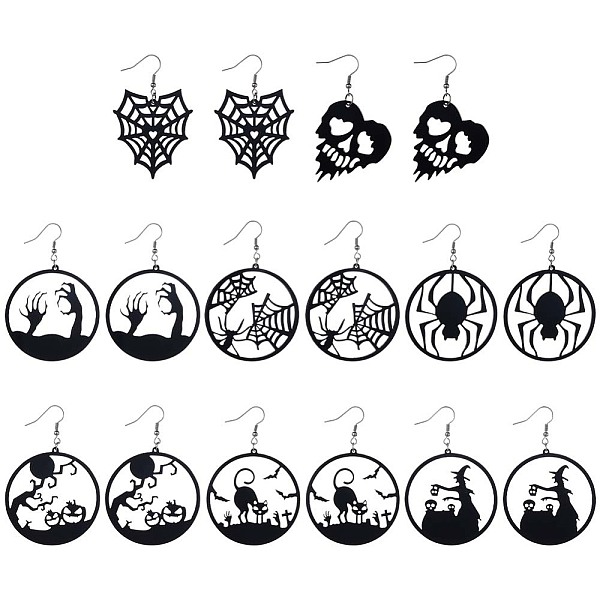 PandaHall SUNNYCLUE 8 Pairs 8 Styles Halloween Spider Web & Witch & Cat & Skull Acrylic Dangle Earrings for Women, Electrophoresis Black...
PandaHall SUNNYCLUE 8 Pairs 8 Styles Halloween Spider Web & Witch & Cat & Skull Acrylic Dangle Earrings for Women, Electrophoresis Black...