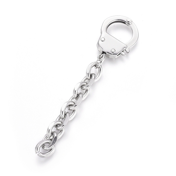 PandaHall 304 Stainless Steel Handcuffs Shape Keychain Clasp Findings, with Cable Chains, Stainless Steel Color, 82mm 304 Stainless Steel
PandaHall 304 Stainless Steel Handcuffs Shape Keychain Clasp Findings, with Cable Chains, Stainless Steel Color, 82mm 304 Stainless Steel