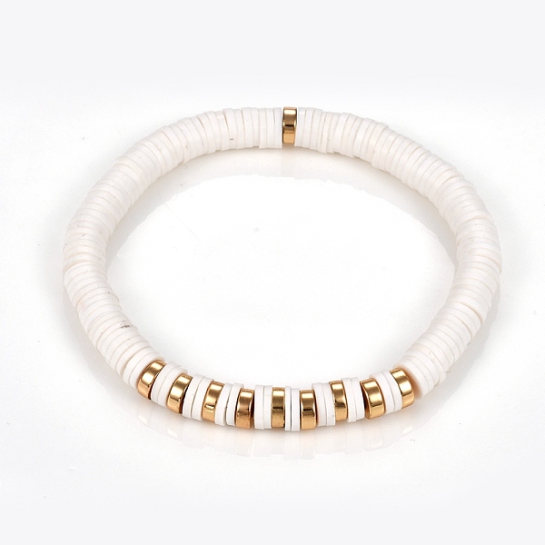 PandaHall Handmade Polymer Clay Heishi Beads Stretch Bracelets, with Non-magnetic Synthetic Hematite Beads, White, Inner Diameter: 2-3/8...
PandaHall Handmade Polymer Clay Heishi Beads Stretch Bracelets, with Non-magnetic Synthetic Hematite Beads, White, Inner Diameter: 2-3/8...