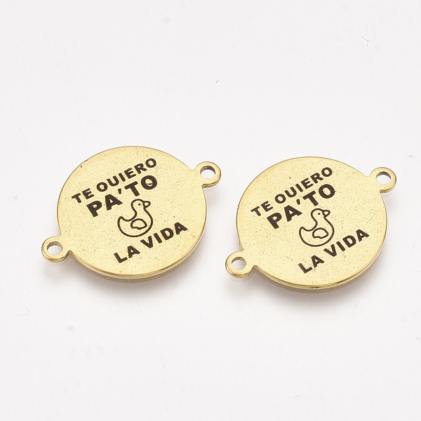 PandaHall 304 Stainless Steel Links connectors, with Enamel, Flat Round with Word, Golden, 21.5x16x1mm, Hole: 1.4mm 304 Stainless Steel Flat...
PandaHall 304 Stainless Steel Links connectors, with Enamel, Flat Round with Word, Golden, 21.5x16x1mm, Hole: 1.4mm 304 Stainless Steel Flat...
