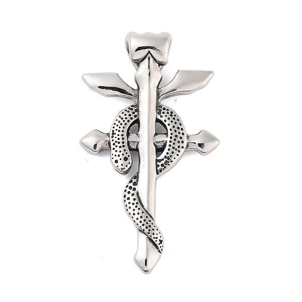 PandaHall Retro 304 Stainless Steel Big Pendants, Cross with Snake Charm, Antique Silver, 55x31x4mm, Hole: 5mm 304 Stainless Steel Cross
PandaHall Retro 304 Stainless Steel Big Pendants, Cross with Snake Charm, Antique Silver, 55x31x4mm, Hole: 5mm 304 Stainless Steel Cross