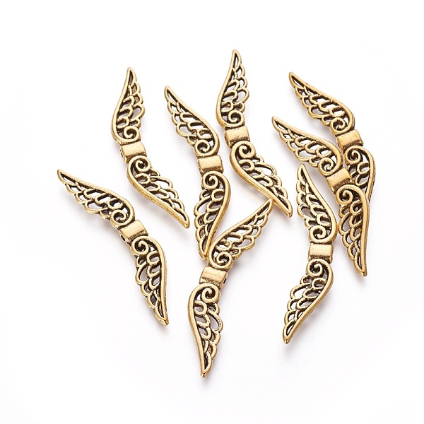 PandaHall Tibetan Style Alloy Beads, Wing, Antique Golden, Lead Free, Nickel Free and Cadmium Free, 51x14x4mm, Hole: 2mm, about 370pcs/1000g...
PandaHall Tibetan Style Alloy Beads, Wing, Antique Golden, Lead Free, Nickel Free and Cadmium Free, 51x14x4mm, Hole: 2mm, about 370pcs/1000g...