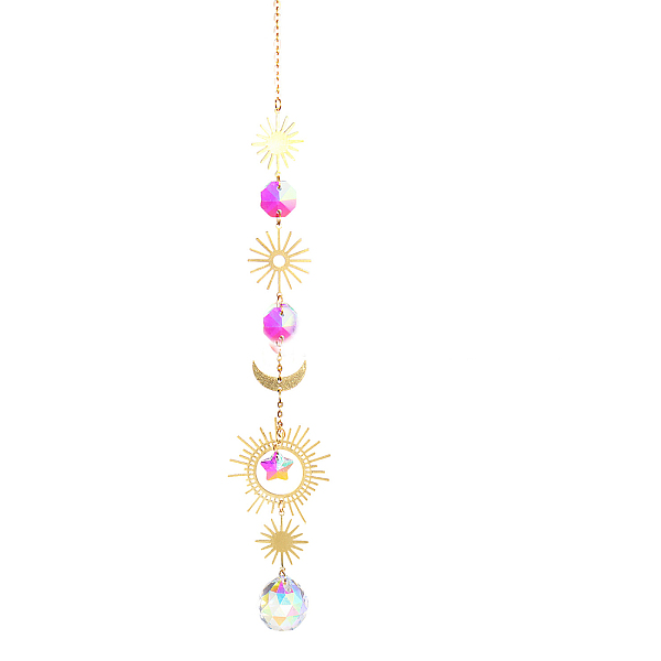 PandaHall Quartz Crystal Big Pendant Decorations, Hanging Sun Catchers, Sun & Star & Moon, Deep Pink, 465x45mm Quartz Crystal Sun
PandaHall Quartz Crystal Big Pendant Decorations, Hanging Sun Catchers, Sun & Star & Moon, Deep Pink, 465x45mm Quartz Crystal Sun