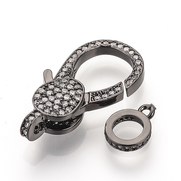 PandaHall Brass Micro Pave Cubic Zirconia Lobster Claw Clasps, Gunmetal, 25.5x13x5.5mm, Hole: 2mm Brass+Cubic Zirconia Others
PandaHall Brass Micro Pave Cubic Zirconia Lobster Claw Clasps, Gunmetal, 25.5x13x5.5mm, Hole: 2mm Brass+Cubic Zirconia Others