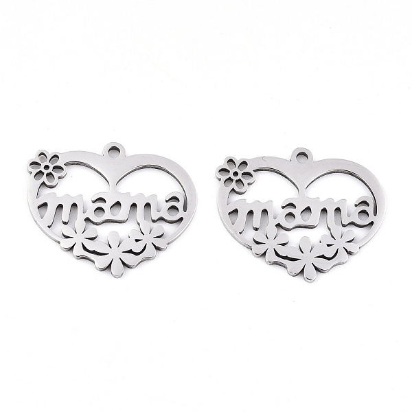 PandaHall Mother's Day 201 Stainless Steel Pendants, Laser Cut, Heart with Word Mama, Stainless Steel Color, 17x20x0.9mm, Hole: 1.4mm 201...
PandaHall Mother's Day 201 Stainless Steel Pendants, Laser Cut, Heart with Word Mama, Stainless Steel Color, 17x20x0.9mm, Hole: 1.4mm 201...