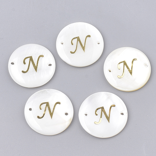 PandaHall Freshwater Shell Links connectors, with Brass Findings, Flat Round, Golden, Letter.N, 20~21x3mm, Hole: 1.2mm Shell Letter N White
PandaHall Freshwater Shell Links connectors, with Brass Findings, Flat Round, Golden, Letter.N, 20~21x3mm, Hole: 1.2mm Shell Letter N White