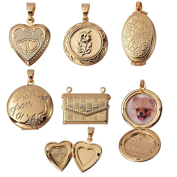 PandaHall 5Pcs 5 Style Brass Locket Pendants, Photo Frame Pendants for Necklaces, Long-Lasting Plated, Flat Round & Heart & Oval, Real 18K...
PandaHall 5Pcs 5 Style Brass Locket Pendants, Photo Frame Pendants for Necklaces, Long-Lasting Plated, Flat Round & Heart & Oval, Real 18K...